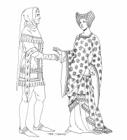 A coloring page of middle ages clothing